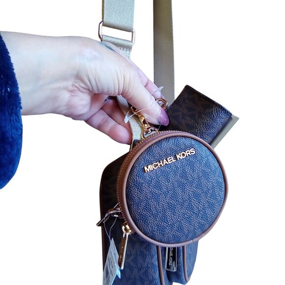 Michael Kors NEW $498 Jet Set Monogram Crossbody w/ 2 attachments - Picture 9 of 10